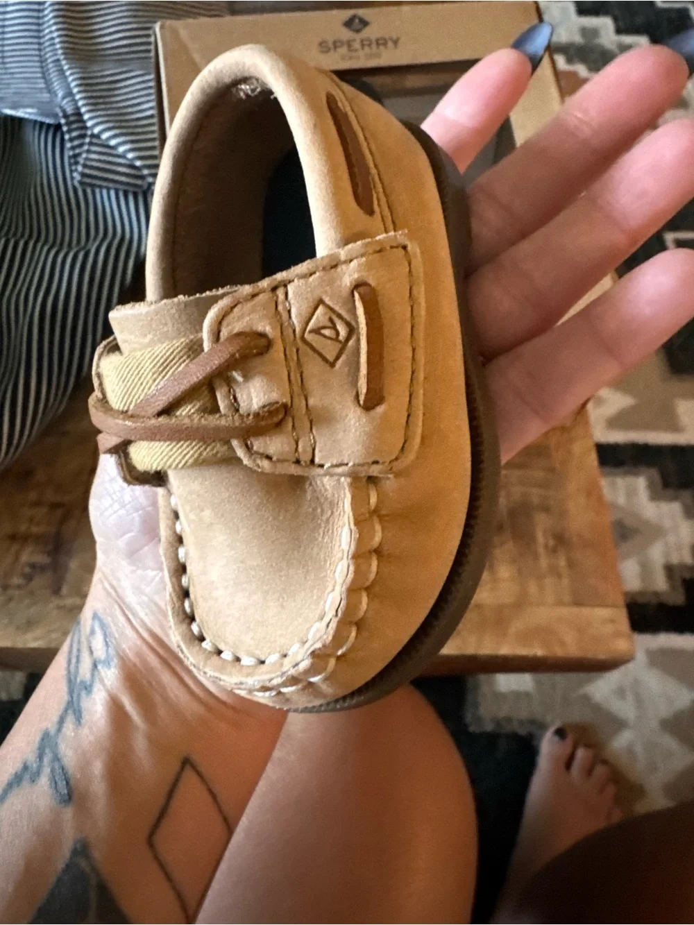 Sperry Kids Tan Leather Moccasin Boat Shoe